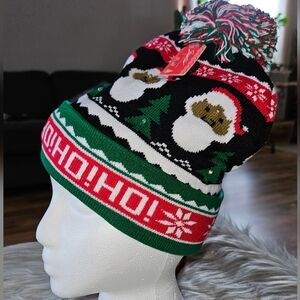 Holiday Cheer Black and Green Beanie